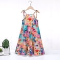 thumbnail image 1 of Delliss 1-14 Years Girls Spaghetti Strap Dress Toddler Summer Hawaiian Dress Floral Halter Neck Cold Shoulder Sleeveless Beach Sundress, 1 of 3