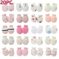 thumbnail image 1 of Delliss 20 Pairs Newborn Baby Mittens Cute Elastic Wrist Gloves Cotton Comfy Soft No Scratch Gloves Unisex 0-12 Months, 1 of 6