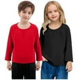 thumbnail image 1 of Delliss 2PC Girls' Stylish Crew Neck Simple Blouse Long Sleeve Top Red 6 Years, 1 of 6