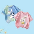 thumbnail image 1 of Delliss 2PC summer new item for boys and girls children's short sleeved rabbit printed tie dye T-shirt 1-12 Years casual Top, 1 of 3