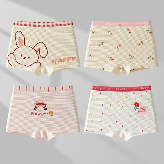 Delliss 4pcs Little Girls Underwear Soft Comfort Cotton Bikini Panties 1.5-16 Years Toddler Undies Kids Brief
