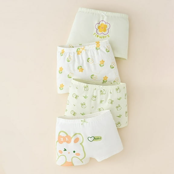 Delliss 4pcs Little Girls Underwear Soft Comfort Cotton Bikini Panties 1.5-16 Years Toddler Undies Kids Brief