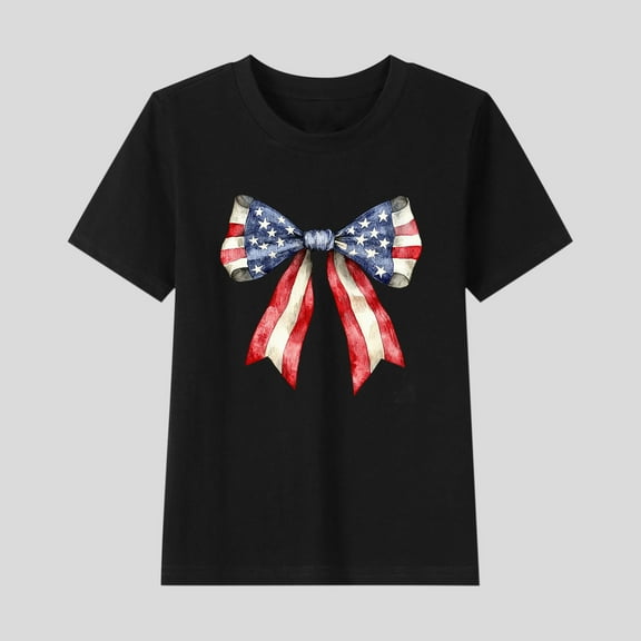 Delliss 4th of July Tee Blouse for Girl Short Sleeves Shirts Tops Shirt 2-15 Years