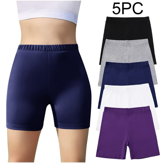 Delliss 5 Packs Girls Athletic Shorts Comfy Elastic Short Leggings Yoga Safety Dance Shorts for Toddler Girls