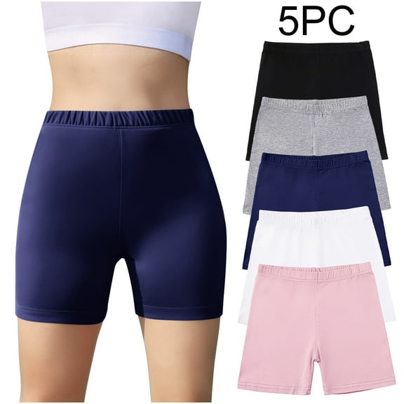Delliss 5 Packs Girls Athletic Shorts Comfy Elastic Short Leggings Yoga Safety Dance Shorts for Toddler Girls