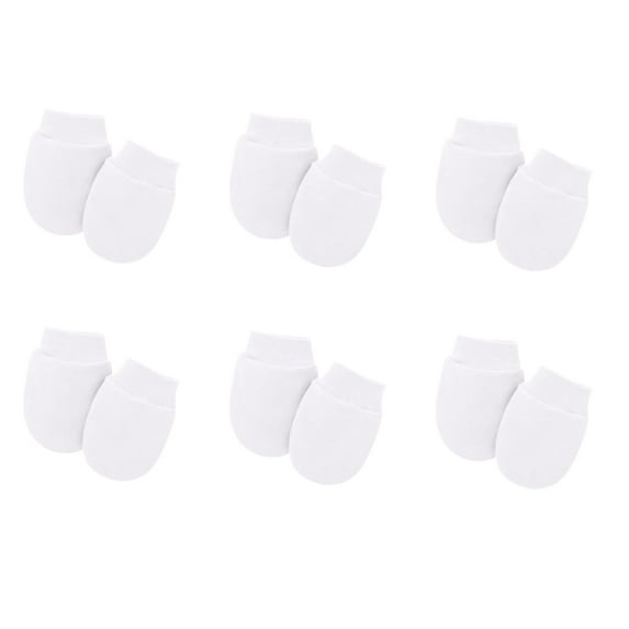 Delliss 6 Pairs Newborn Baby Mittens Cotton Comfy Soft No Scratch Gloves Unisex 0-12 Months