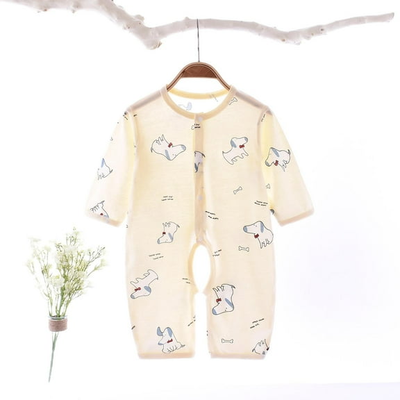 Delliss Baby Bodysuit Long Sleeve Jumpsuit Printed Cotton Rompers Infant Girls Boys Summer Onesie