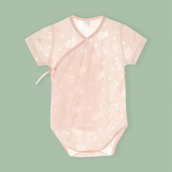 Delliss Baby Bodysuit Unisex Short-Sleeve Side Snap Romper Summer Unisex Baby Clothes Onesie