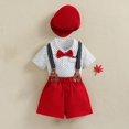 thumbnail image 1 of Delliss Baby Boy Clothes Infant Boy Gentleman Outfits Suit,Dress Shirt + Suspender Pants + Bowtie + Beret Hat Wedding 1-8 Years, 1 of 5