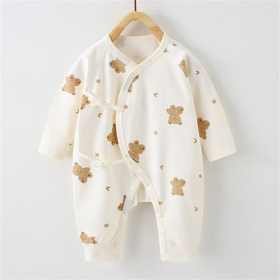 Delliss Baby Boy Girl Long Sleeve Romper Jumpsuit Cotton Bodysuit Unisex Printing Bodysuit Pajamas Romper Outfits