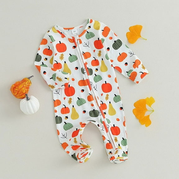 Delliss Baby Boy Girl Long Sleeve Romper Jumpsuit Cotton Bodysuit Unisex Printing Bodysuit Pajamas Romper Outfits