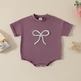 thumbnail image 1 of Delliss Baby Boy Girl Romper Infant Plain Crewneck T-Shirt Bodysuit Tops Bubble Short Sleeve Shirt Jumpsuit, 1 of 8