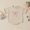 thumbnail image 1 of Delliss Baby Boy Girl Romper Infant Plain Crewneck T-Shirt Bodysuit Tops Bubble Short Sleeve Shirt Jumpsuit, 1 of 8