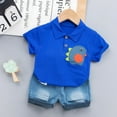 thumbnail image 1 of Delliss Baby Boys Clothes Baby Outfits Shirts Sets Casual Dinosaur Printed Short Sleeve Denim Shorts For Boys Set 1-4 Years, 1 of 3