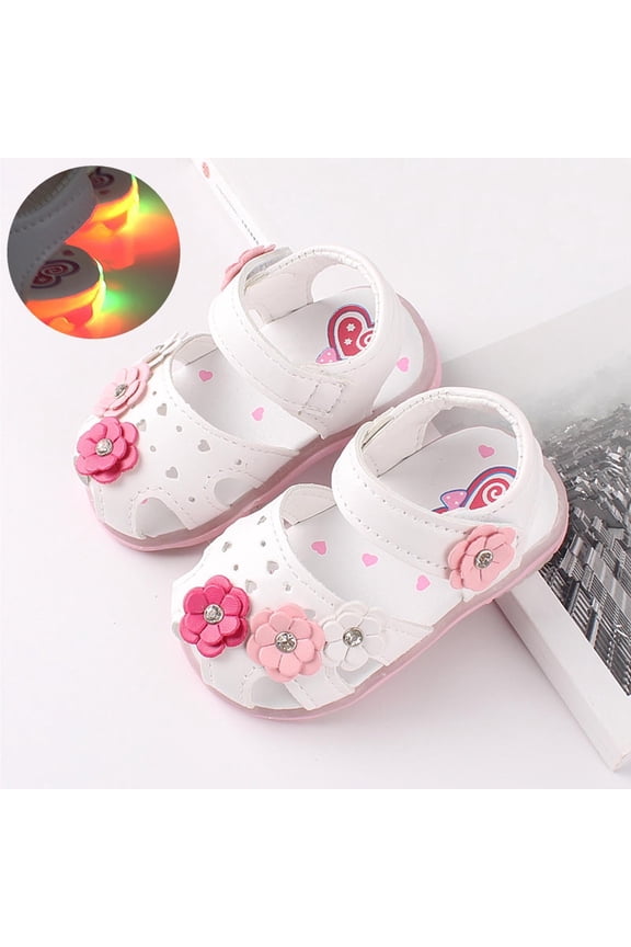 Baby Boys Girls Squeaky Sandals Summer Closed-Toe Breathable Anti-Slip Rubber Sole Toddler First Walkers Shoes