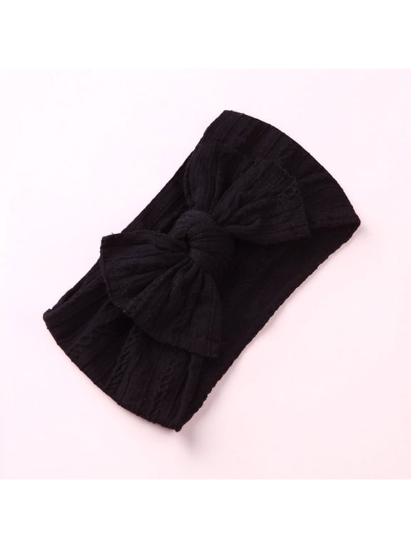 Baby Cotton Soft Headband 1-3 Years Wide Turban Headwraps with Hair Bow for Baby Girls Infants Newborn