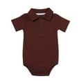 thumbnail image 1 of Delliss Baby Girl Boy Summer Polo Bodysuit Cotton Short Sleeve Romper Jumpsuit Brown 18 Months, 1 of 7