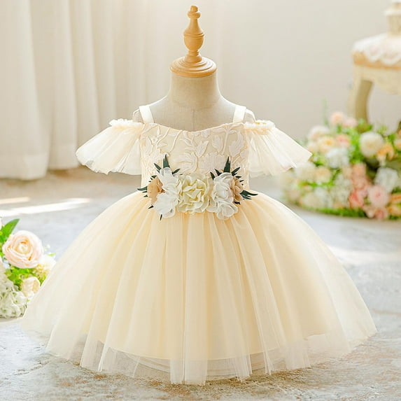 Delliss Baby Girl Flower Dress Tutu Tulle Princess Dresses 6M-3Y Infant Wedding Bridesmaid Birthday Party Sundress