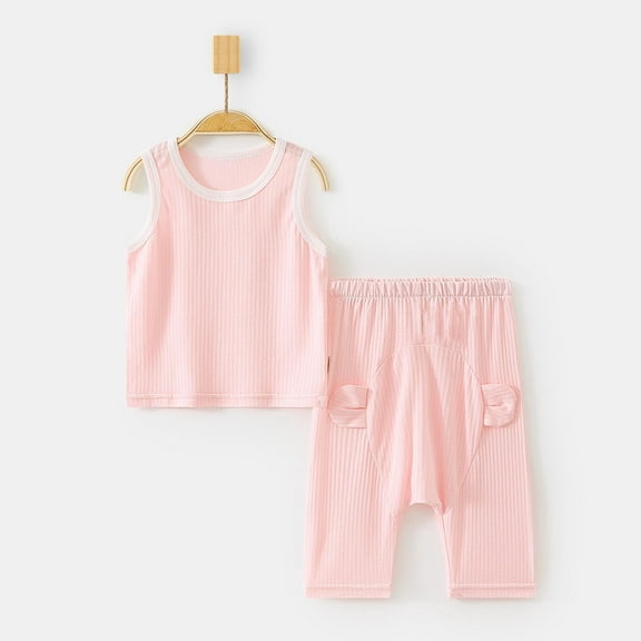 Delliss Baby Girl's Sleeveless T-Shirt Set Ribbed Elastic Waist Loose Long Pant Baggy Two Piece Outfit 3 Months 4 Years
