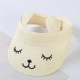 thumbnail image 1 of Delliss Baby Girls Boys Roll-up Straw Hat Sun Visor Hat for Kids Wide Brim Cute Bunny Ponytail Summer Beach Adjustable Sun Hat Open Top Visor Hat, 1 of 6