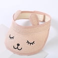 thumbnail image 1 of Delliss Baby Girls Boys Roll-up Straw Hat Sun Visor Hat for Kids Wide Brim Cute Bunny Ponytail Summer Beach Adjustable Sun Hat Open Top Visor Hat, 1 of 12