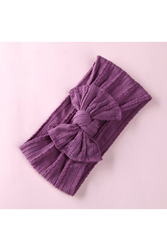 Baby Girls Headband Solid Color Cotton Headbands with Hair Bows Wide Turban Headwraps for 1-3Y Newborn Infant Toddlers Kids