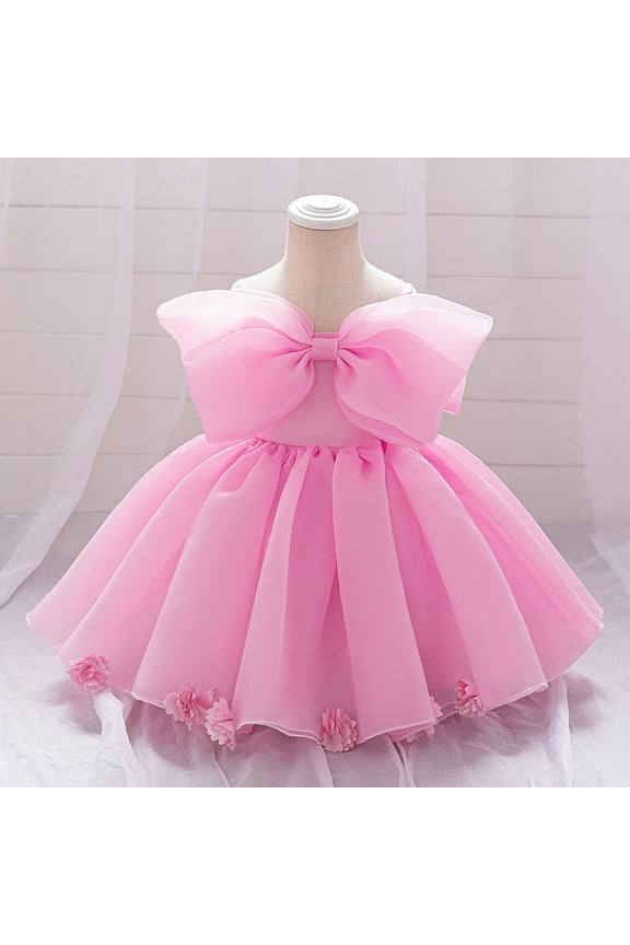 Baby Girls Tutu Dress Infant Wedding Bridesmaid Birthday Party Pageant Tutu Tulle Princess Dresses with Bownot