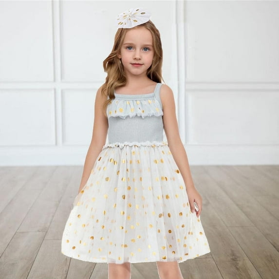Delliss Baby Girls Tutu Dress Sleeveless Strap Tulle Sparkle Dresses Princess Sundress