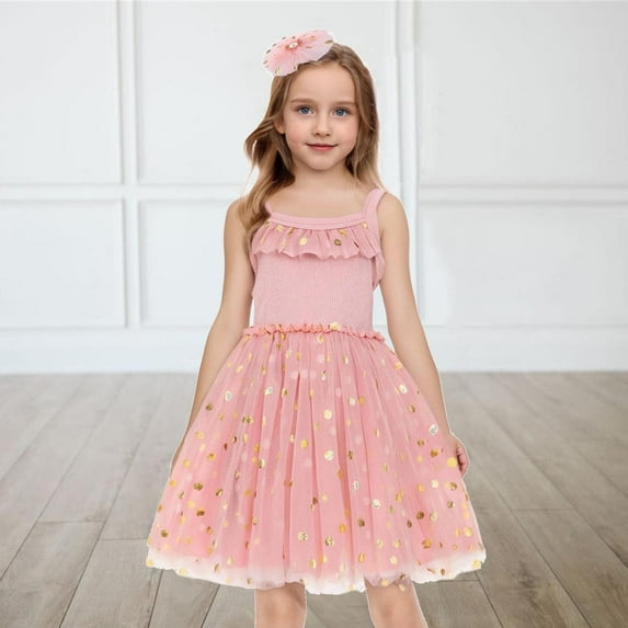 Delliss Baby Girls Tutu Dress Sleeveless Strap Tulle Sparkle Dresses Princess Sundress
