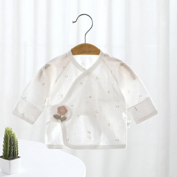Delliss Baby Newborn Side Snap Baby Shirt Cute Print Girls & Boys Top Kimono Cotton Long Sleeve Shirts