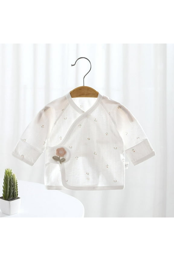 Baby Newborn Side Snap Baby Shirt Cute Print Girls & Boys Top Kimono Cotton Long Sleeve Shirts