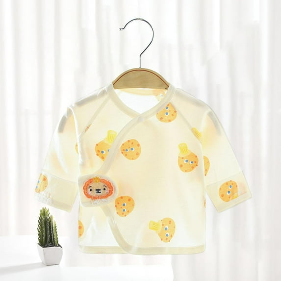 Delliss Baby Newborn Side Snap Baby Shirt Cute Print Girls & Boys Top Kimono Cotton Long Sleeve Shirts