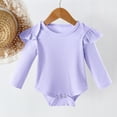 thumbnail image 1 of Delliss Baby Ruffle Long Sleeve Bodysuit,Solid Color Crew Neck Bodysuit Spring Fall Baby Girl Boy Soft Romper, 1 of 7