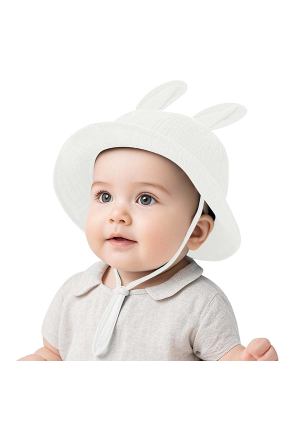 Baby Sun Hat Kids Summer Toddler Bucket Hat Wide Brim Beach Hats with Rabbit Ears