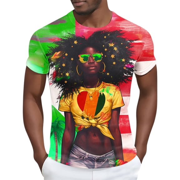 Delliss Black History Month Shirt Men Patriotic African American T-Shirt