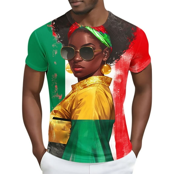 Delliss Black History Month Shirt Men Patriotic African American T-Shirt