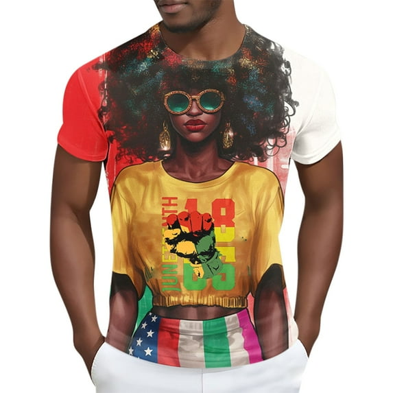 Delliss Black History Month Shirt Men Patriotic African American T-Shirt