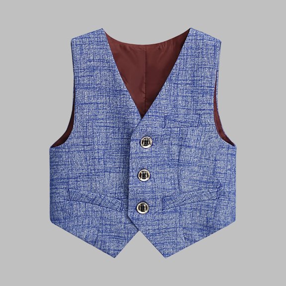 Delliss Boy's 3 Button Formal Suit Lines Vest Color block Sleeveless Cardigan 2-12 Years