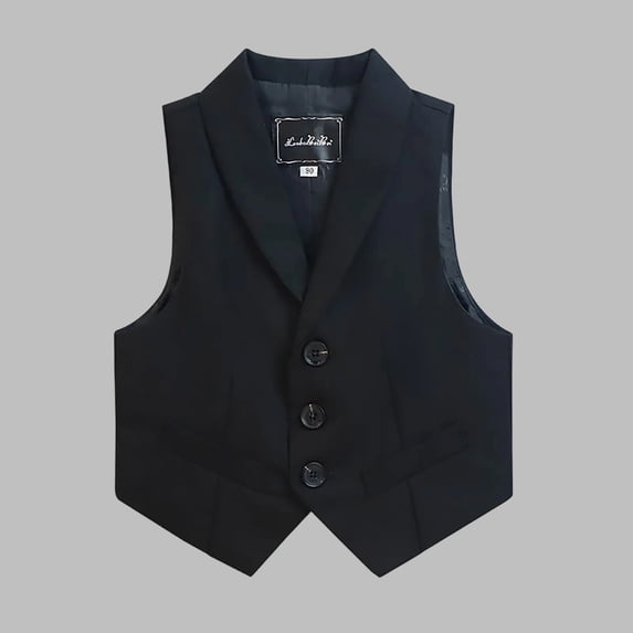 Delliss Boy's Formal Suit Vest Solid Dress Waist Coat Fashion Vest Casual Jacket Size 2-14 Years