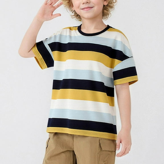 Delliss Boy's Summer Short Sleeve Top Cute Print Crew Neck Basic T-Shirt 5-13 Years
