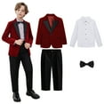 thumbnail image 1 of Delliss Boys' 4 Piece Formal Holiday Parties Suit Set, Coat, Straight Pants, Dress Shirt, Bow Tie Fashion Wedding Set, 1 of 9