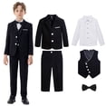 thumbnail image 1 of Delliss Boys' 5 Piece Trendy Graduations Formal Suit Set, Coat, Vest, Pants, Collared Dress Shirt And Bow Tie Festival Party Clothes, 1 of 9