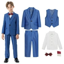 Delliss 6 Piece Boys Suit for Kids Tuxedo Wedding Formal Suit Set Boy Formal Suits Tuxedo Suits Formal Jacket,Pants,Shirt,Vest,Bow Tie,Pocket Towel