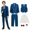 thumbnail image 1 of Delliss 6 Piece Boys Suit for Kids Tuxedo Wedding Formal Suit Set Boy Formal Suits Tuxedo Suits Formal Jacket,Pants,Shirt,Vest,Bow Tie,Pocket Towel, 1 of 9