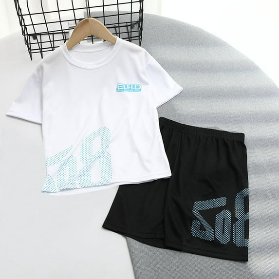 Delliss Boys' Active Shorts Set - 2 Piece quick Dry Fit T-Shirt and Performance Gym Shorts - Activewear Clothing Set for Boys 3-16 Years