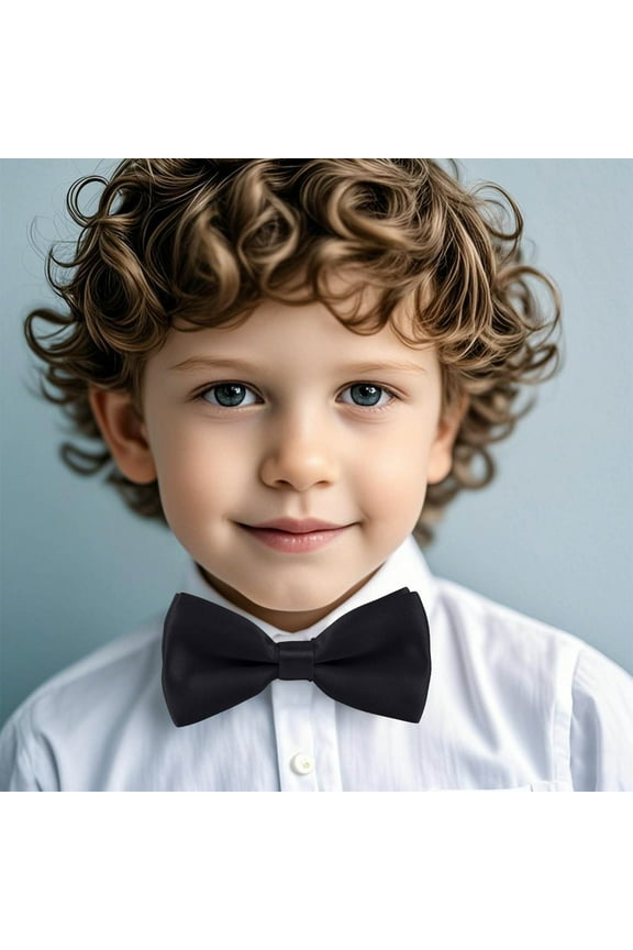 Boys' Adjustable Bow Stylish Solid Color Clip On Kids Bow Tie Accessories Shirt Tie