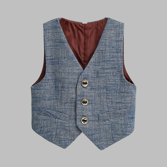 Delliss Boys' Formal Suit Vest Solid Dress Waistcoat Vest Kids Suits for Boy 2-14 Years