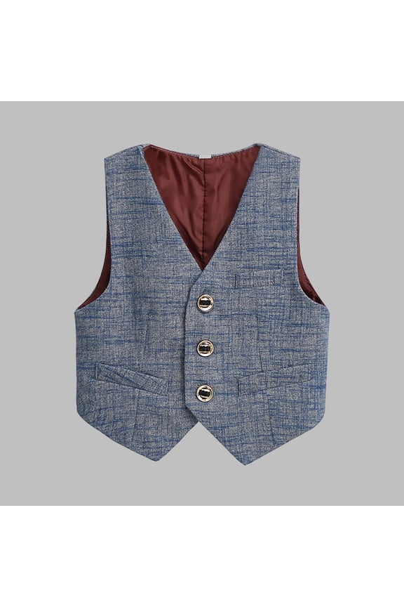 Boys' Formal Suit Vest Solid Dress Waistcoat Vest Kids Suits for Boy 2-14 Years