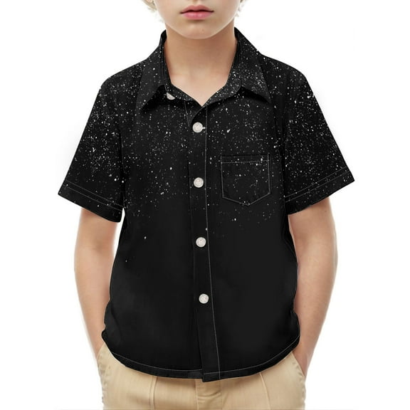 Delliss Boys Short Sleeve Button Down Shirt Summer Solid Kids Boy Dress Shirts Size 2-15 Years