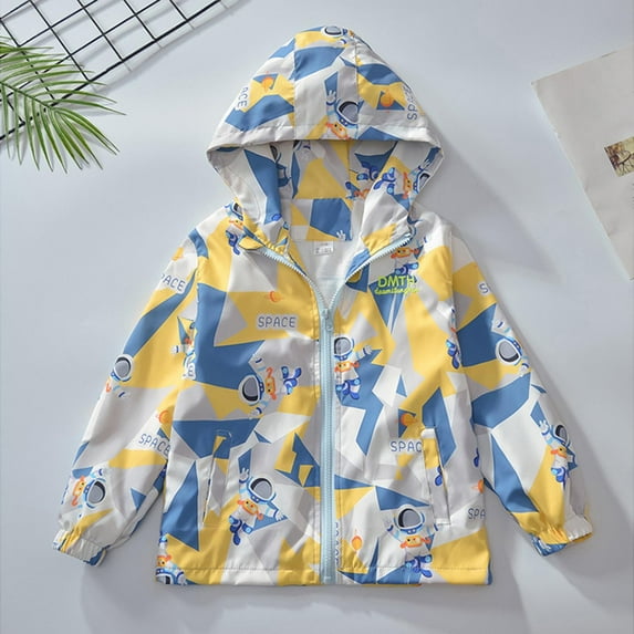 Delliss Boys' Stylish Print Jacket Baggy Hooded Zipper Jacket 3-15 Years